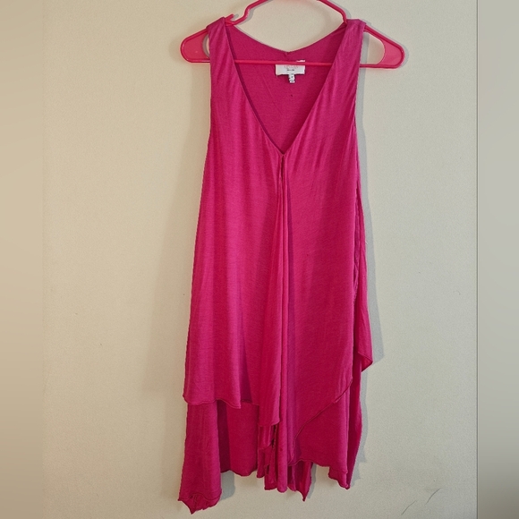 Adam Lippes Sz Medium Asymetrical  Handkerchief Dress Pink Loose Fit Sleeveless - Picture 4 of 7